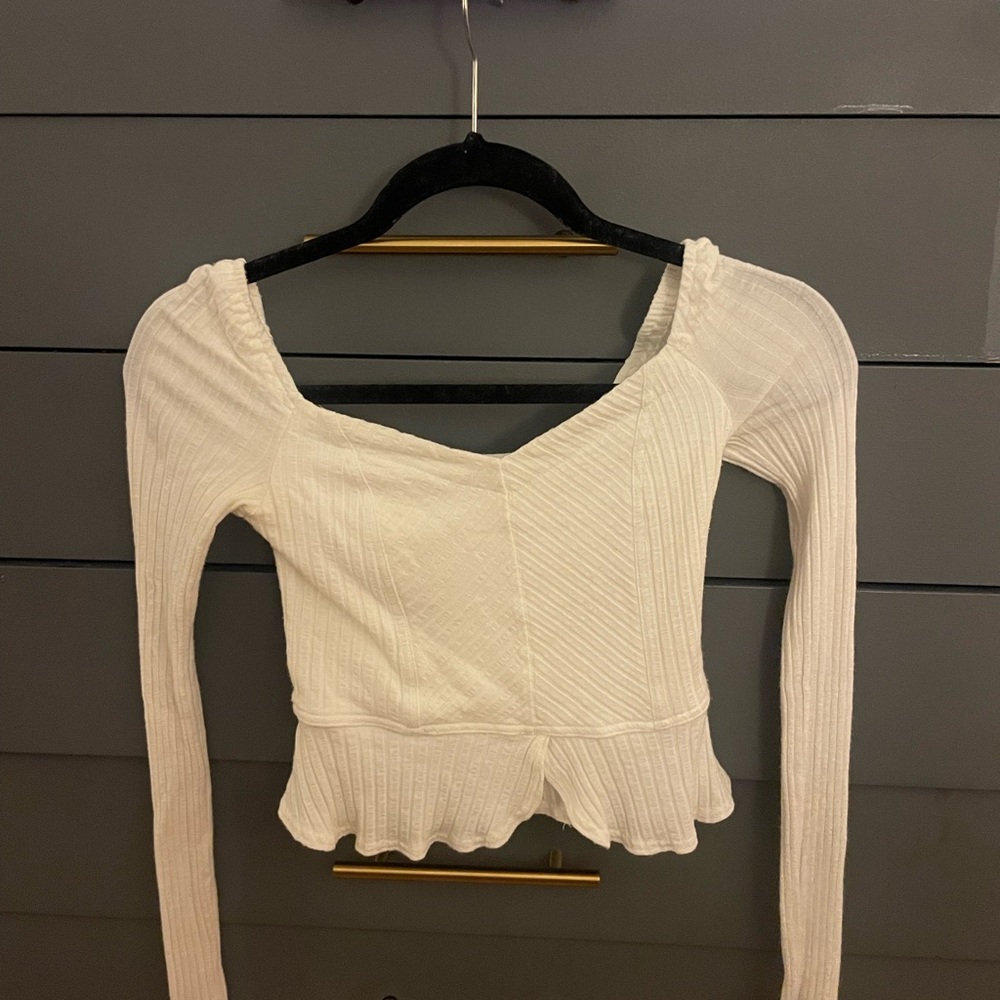 Free people white long sleeve top